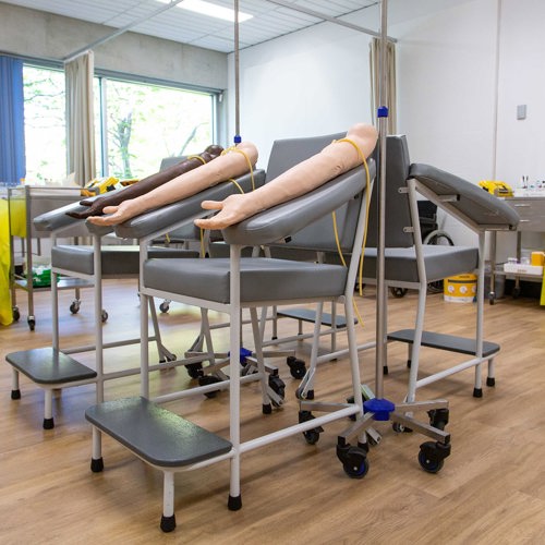 Greensborough Campus Pathology study environment  - with mannequin arms on individual pathology chairs