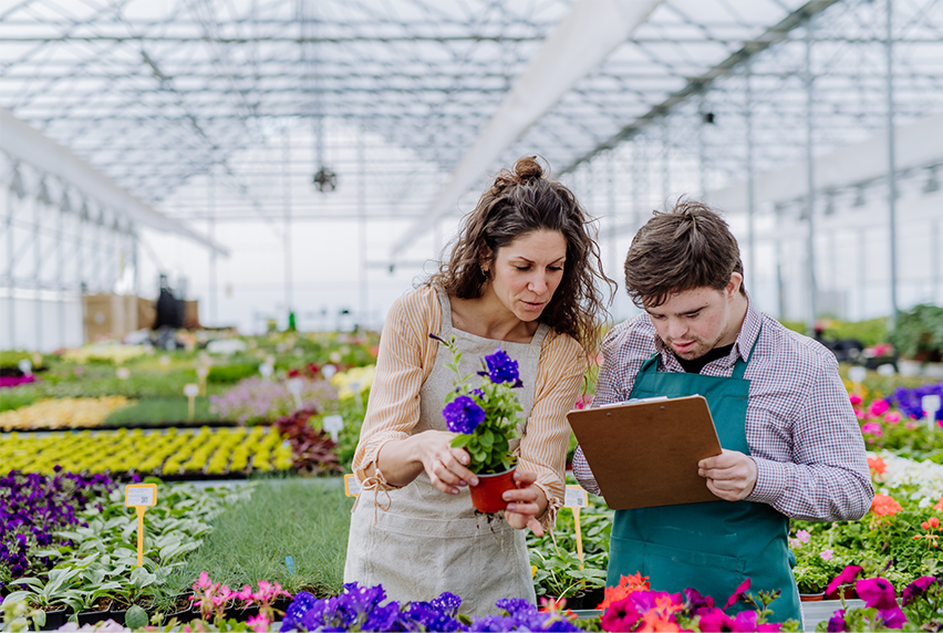 Work experience student in garden nursey